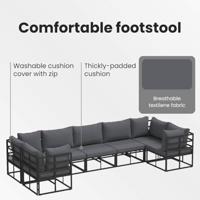 Tuinbankenset met kussen 8 pcs Zwart Aluminium - thumbnail