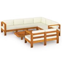 8-delige Loungeset met crèmewitte kussens acaciahout - thumbnail