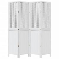 Kamerscherm met 4 panelen massief paulowniahout wit - thumbnail