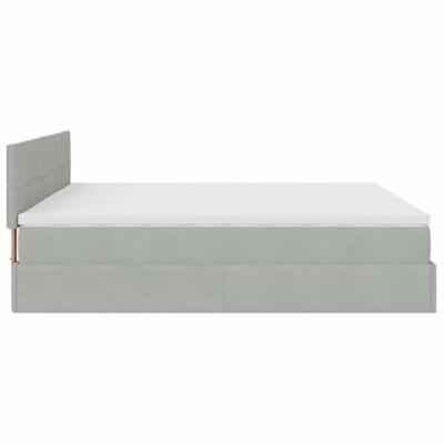 Ottoman bed met matras en LED's 180x200cm fluweel lichtgrijs