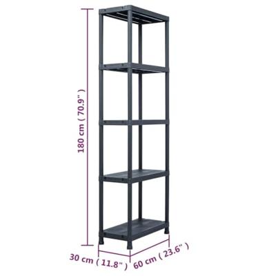 VidaXL Opbergrek 125 kg 60x30x180 cm kunststof zwart VidaXL Opbergrek 125 kg 60x30x180 cm kunststof zwart