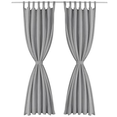 VidaXL Micro-satijnen gordijnen met lussen 140x175 cm grijs 2 st