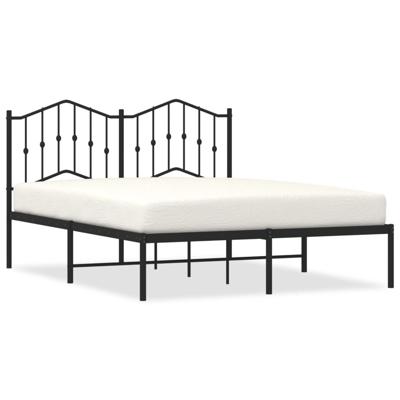 Bedframe met hoofdbord metaal zwart 140x190 cm