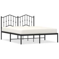 Bedframe met hoofdbord metaal zwart 140x190 cm - thumbnail