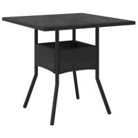 3-delige Tuinset met kussens poly rattan en glas zwart - thumbnail