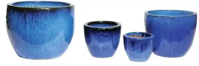 Mcollections Bloempot Egg Geglazuurd - Ø48 x H41 cm - Blauw