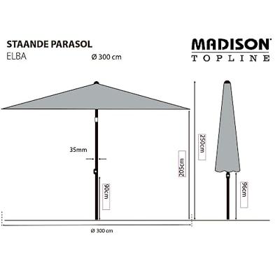 Parasol ELBA PUSH-UP 300cm sage green - thumbnail