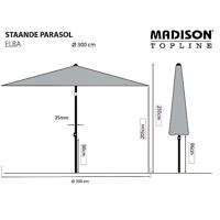 Madison Elba push-up parasol 300cm sage green - thumbnail