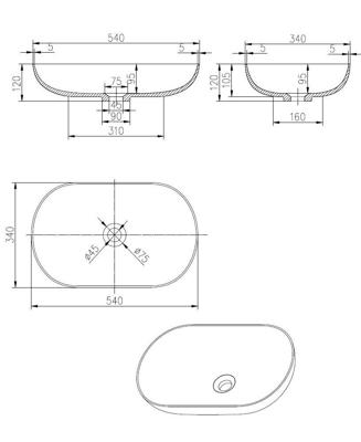 Best Design Waskom Opbouw 54x34x12 cm Resin Transparant Emerald Groen