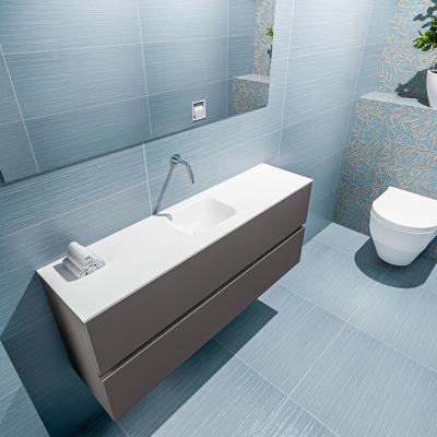 MONDIAZ ADA 120cm toiletmeubel dark grey. LEX wastafel talc midden zonder kraangat