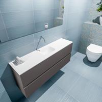 MONDIAZ ADA 120cm toiletmeubel dark grey. LEX wastafel talc midden zonder kraangat - thumbnail