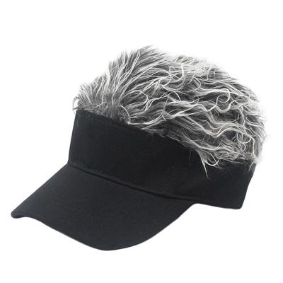 Unisex Fashion outdoor zonnescherm Baseballpet met pruik grootte: One size (volwassen zwart zilver Ash pruik)