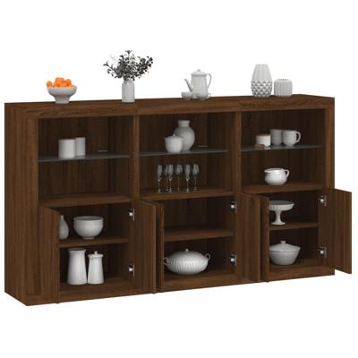 Dressoir met LED-verlichting 181,5x37x100 cm bruin eikenkleur