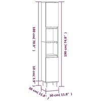 Badkamerkast 30x30x190 cm bewerkt hout grijs sonoma eikenkleur - thumbnail