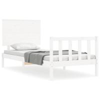 Bedframe zonder matras massief grenenhout wit 140x200 cm - thumbnail