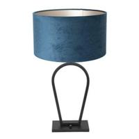 Steinhauer Zwarte schemerlampStang met blauwe velours kap - 3510ZW - thumbnail