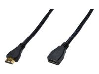 Digitus AK-330201-020-S HDMI-kabel HDMI Verlengkabel HDMI-A-stekker, HDMI-A-bus 2.00 m Zwart 4K UHD, Rond, Vergulde steekcontacten, Afgeschermd (drievoudig) - thumbnail