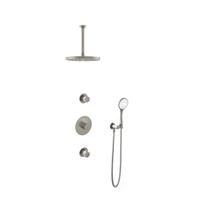 Hotbath Buddy - Inbouw Regendoucheset - 2 Stopkranen - Thermostatisch - Plafondbuis 30 cm - Hoofddouche 300 mm - Ronde Handdouche 3 Standen - Glijstang 900 mm - Waterbesparend - V03 - thumbnail