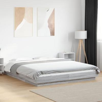 Bedframe met LED-verlichting grijs sonoma eiken 160x200 cm