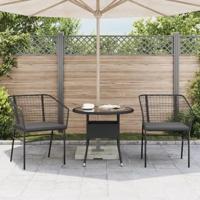 Tuinstoelen 2 st met kussens poly rattan zwart - thumbnail