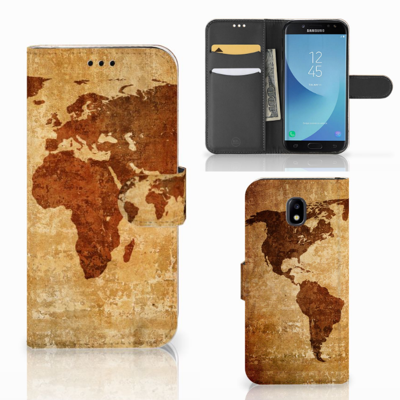 Samsung Galaxy J5 2017 Flip Cover Wereldkaart