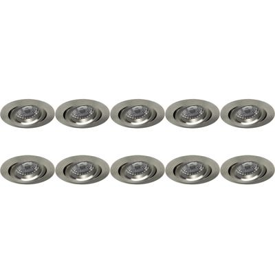 Inbouwspot Aluminium Kantelbaar Ø82mm - Set van 10 - Nikkel Afwerking