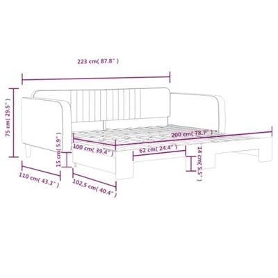 Slaapbank met onderschuifbed 100x200 cm fluweel geel