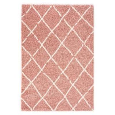 Boho&me Hoogpolig vloerkleed ruiten Artisan - roze|wit - 200x300 cm