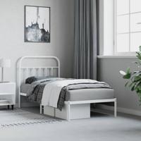 Bedframe met hoofdbord metaal wit 90x200 cm - thumbnail