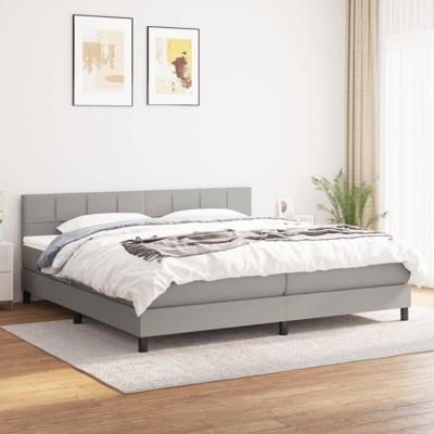 Boxspring met matras stof lichtgrijs 180x200 cm