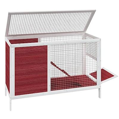Konijnenhok 103x44x69,5 cm massief grenenhout mokkakleurig
