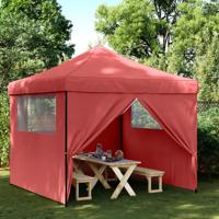 VidaXL Partytent inklapbaar pop-up met 4 zijwanden bordeauxrood - thumbnail
