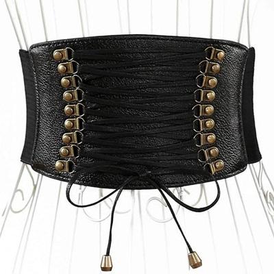 Vrouwelijke elastische kwast brede riem decoratie jurk accessoires riem (zwart)