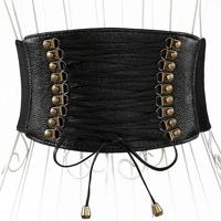 Vrouwelijke elastische kwast brede riem decoratie jurk accessoires riem (zwart) - thumbnail