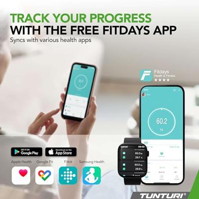 Tunturi Smart Scale | Weegschaal | Bluetooth | incl. lichaamsanalyse & hartslagmeter