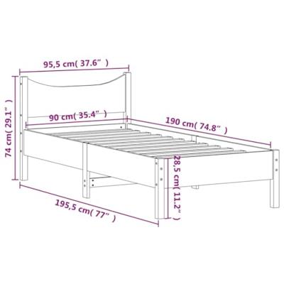 Bedframe massief grenenhout wasbruin 90x190 cm