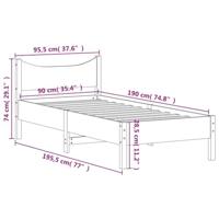 Bedframe massief grenenhout wasbruin 90x190 cm - thumbnail