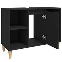 Wastafelkast 80x33x60 cm bewerkt hout zwart - thumbnail