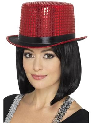 Hoge Hoed pailletten rood