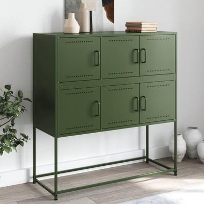 Dressoir 100,5x39x107 cm koudgewalst staal olijfgroen