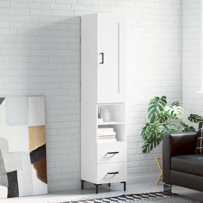 Hoge kast 34,5x34x180 cm bewerkt hout wit