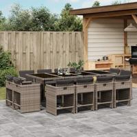 13-delige Tuinset met kussens poly rattan grijs - thumbnail