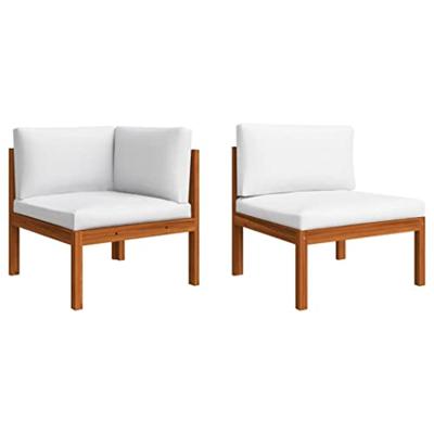 2-delige Loungeset met kussens massief acaciahout crme - thumbnail