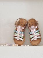 Leren sandalen met meerdere riempjes voor meisjes lila - thumbnail