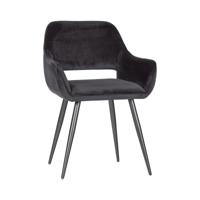 WOOOD Eetkamerstoel 'Jelle' Velvet, kleur Zwart - thumbnail