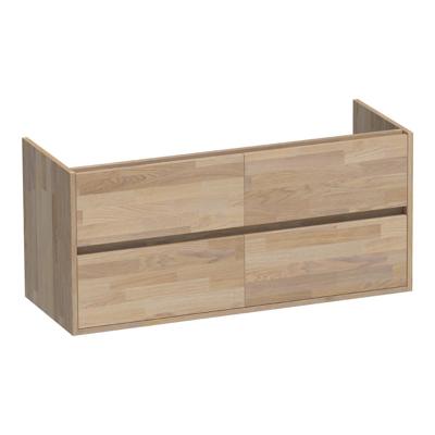 Brauer Adore - Onderkast - 120 cm - met 4 Softclose Lades Greeploos en 2 Sifon Uitsparingen - Vingerlas Eiken Grijs