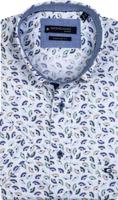 Giordano Heren Overhemd Wit Multikleur Waaiers Print Satijn Regular Fit - thumbnail
