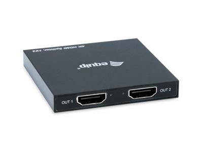 Equip 332715 ultra slim 2-port hdmi splitter, 3840 x 2160p, 4k ultra hd, power-by-usb, black