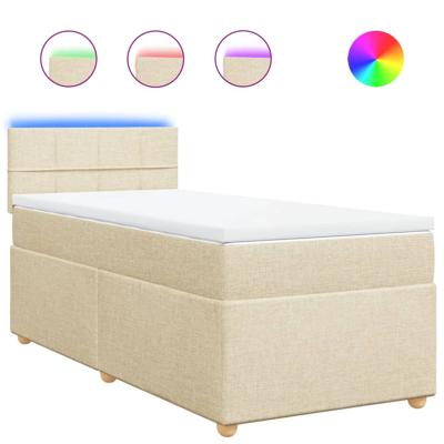 Boxspring met matras stof crèmekleurig 120x200 cm