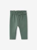 Molton babybroek met elastische taille flesgroen - thumbnail